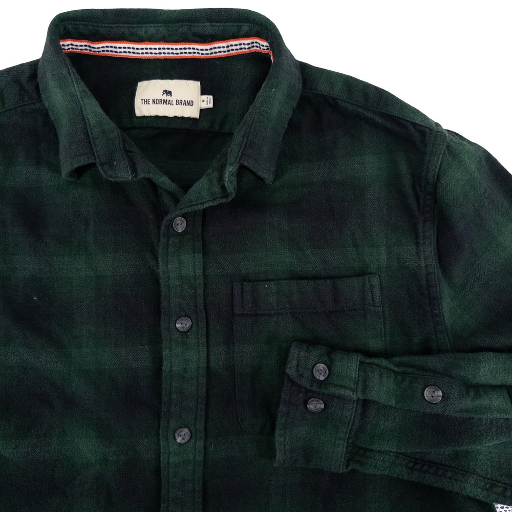 The Normal Brand Mens Medium Hudson Double Brushed Flannel Shirt Evergreen Plaid